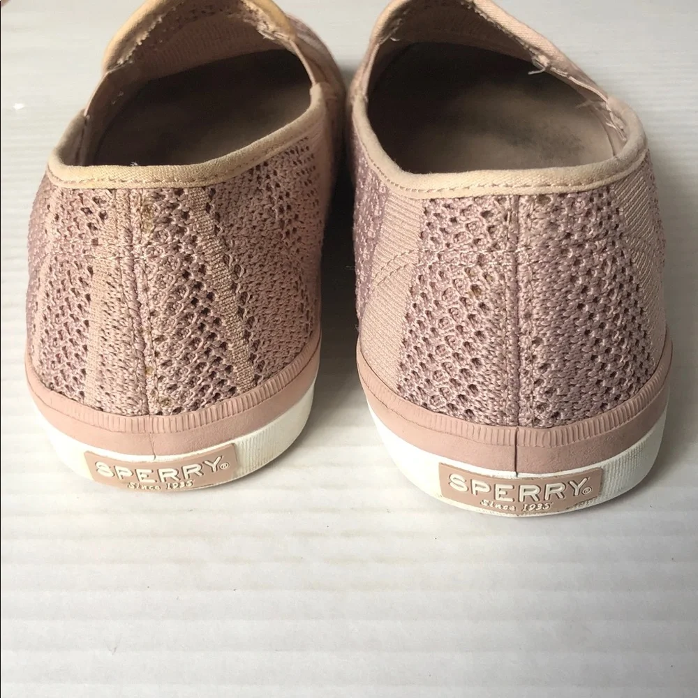SPERRY Women’s Seaside Striped Knit Slip-on Sneakers size 9.5 Rose